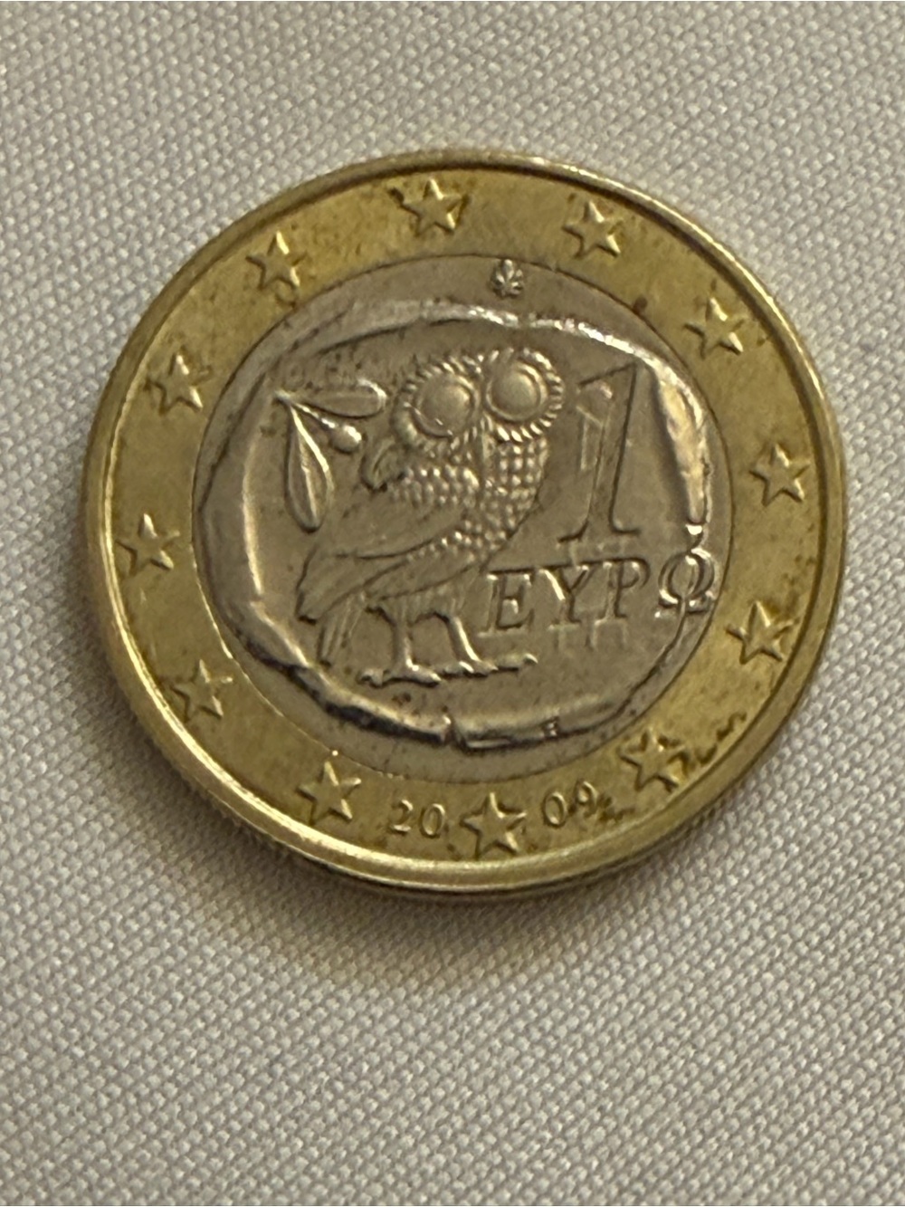 2009 Greece 1 Euro Coin - Ancient Athenian Owl Design - Circulated World Coin